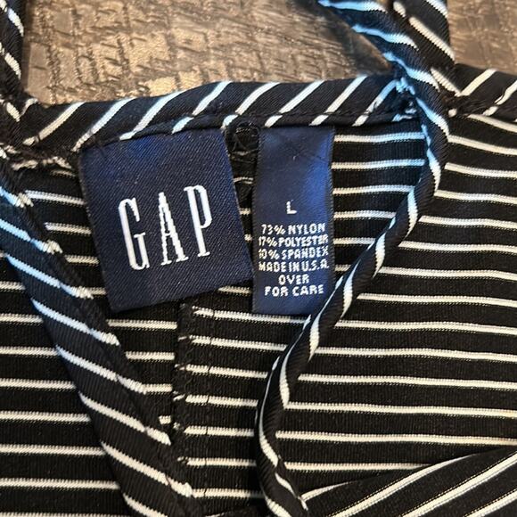 Gap Black White Stripe Tank Bodycon Max Dress Size L - Picture 9 of 9